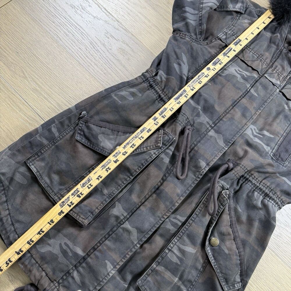 American Eagle Field Jacket Women Small Camo Military Faux Fur Vintage Y2K - Picture 4 of 12